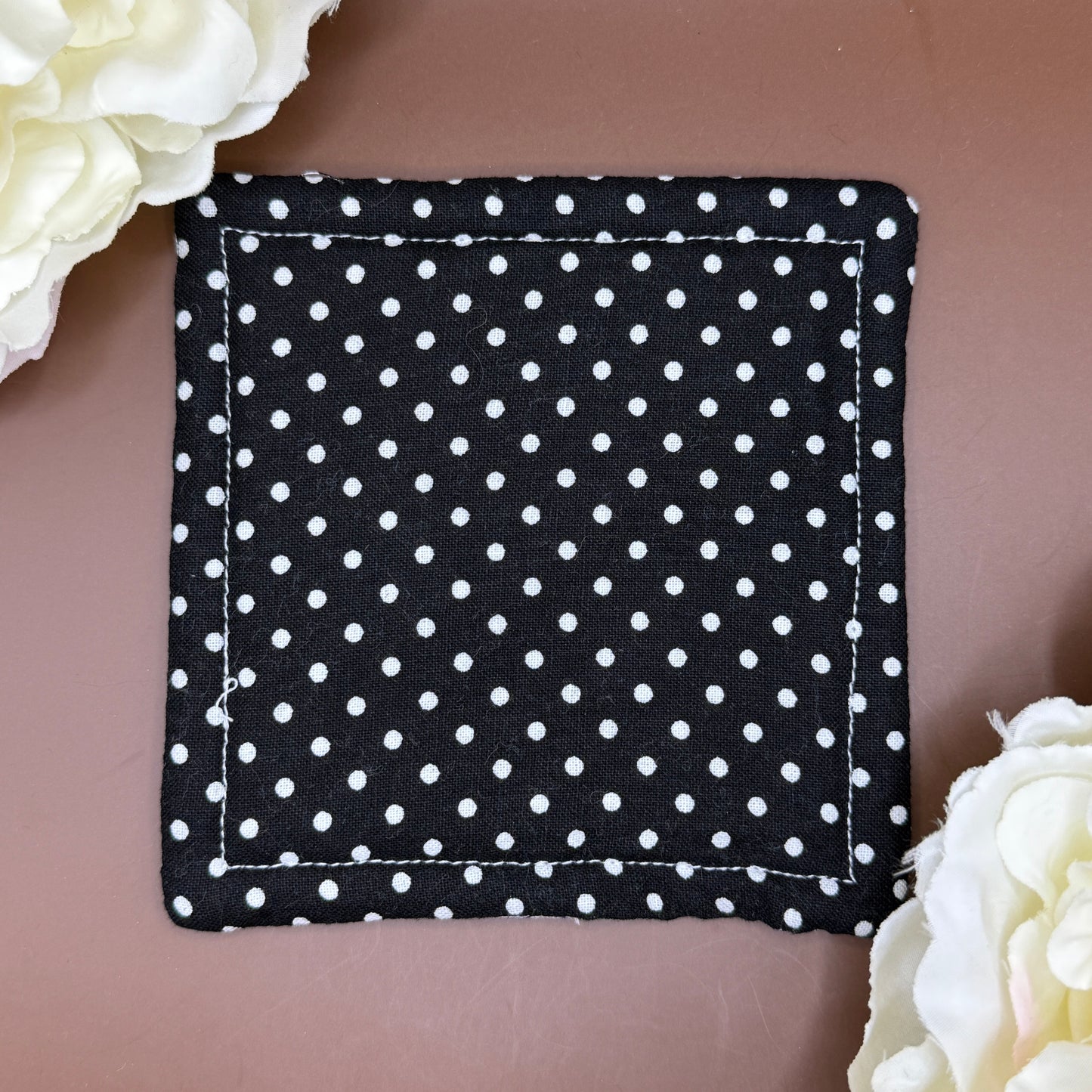 Reversible Floral & Polka Dot Cotton Coaster Set