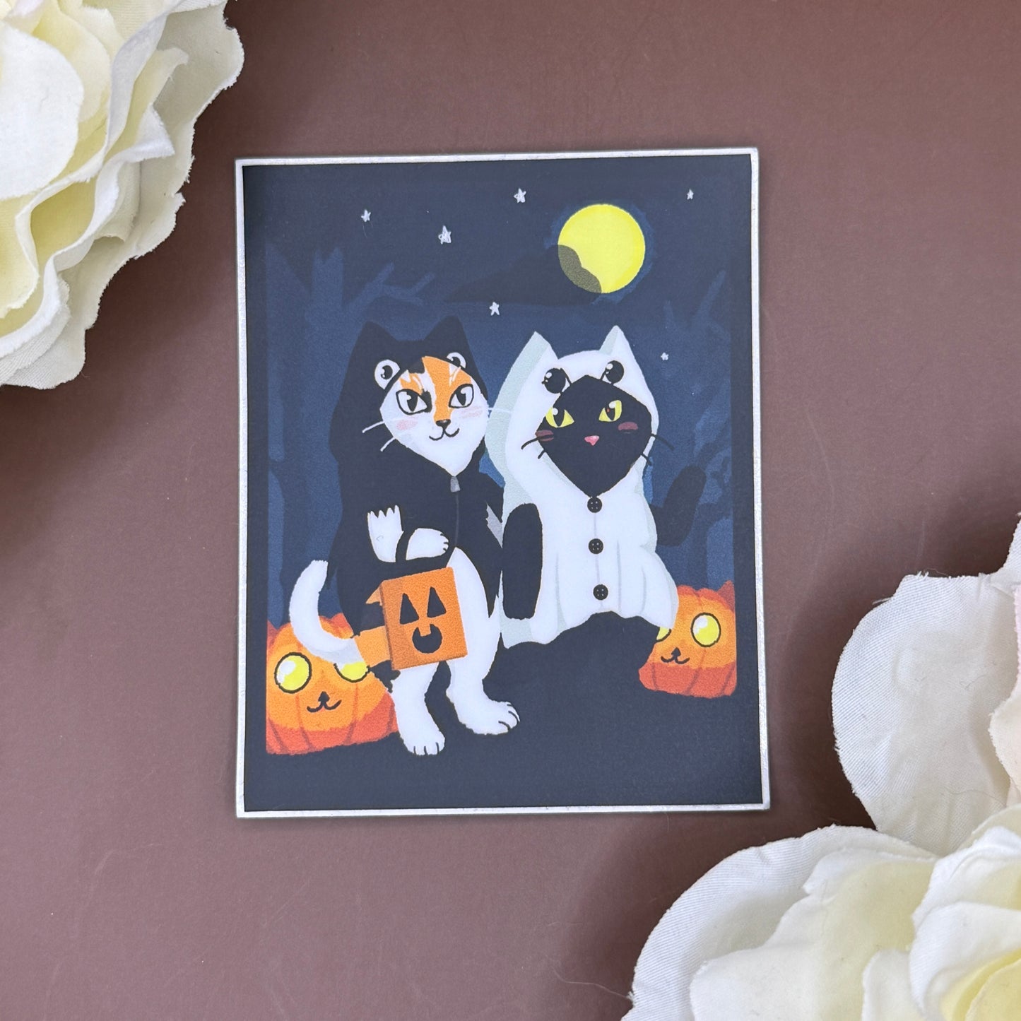 Halloween Cat Sticker | Cute Spooky Waterproof Vinyl Sticker | Black Cat Halloween Decal