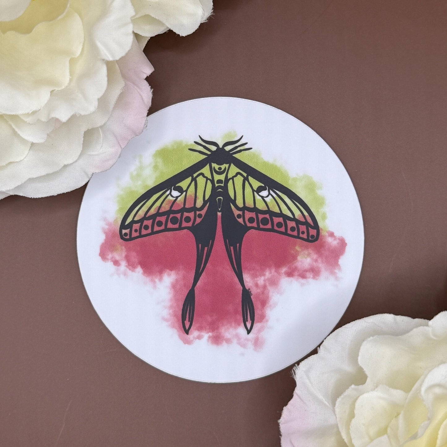 Luna Moth Sticker | Witchy Waterproof Vinyl Sticker | Minimalist Nature & Spiritual Decal