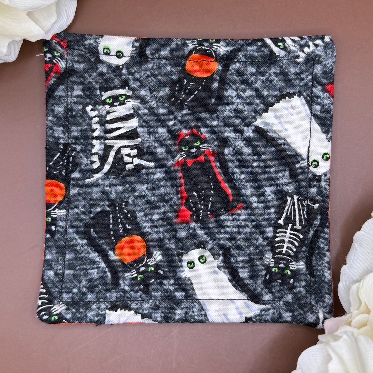 Handmade Halloween Cat Coaster Set