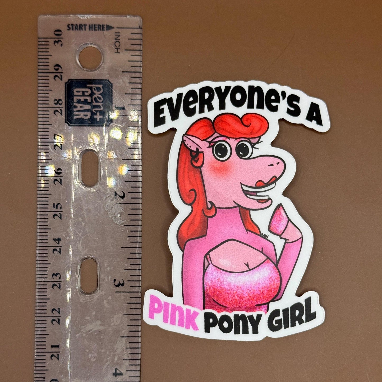 Pink Pony Girl Sticker | Cute Aesthetic Waterproof Vinyl Sticker | Fun Horse Lover Decal