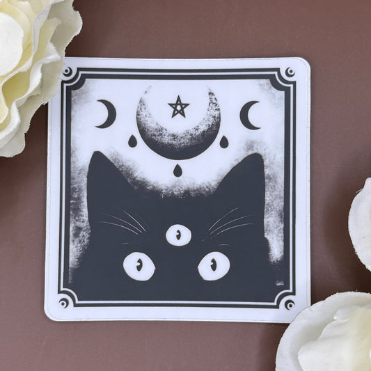 Mystical Black Cat Vinyl Sticker