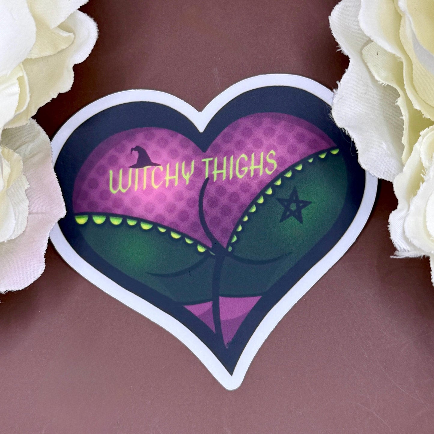 Witchy Thighs Heart Sticker | Gothic Waterproof Vinyl Sticker | Dark Feminine Witchcore Decal