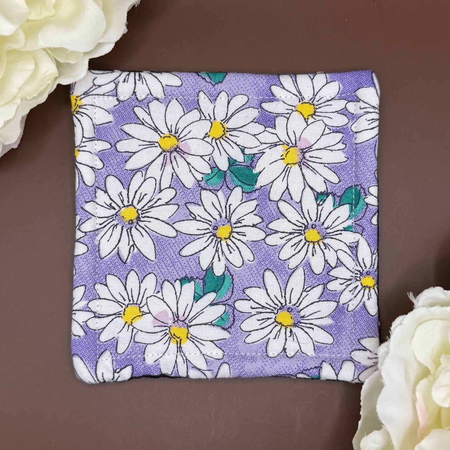 Reversible Floral & Polka Dot Cotton Coaster Set