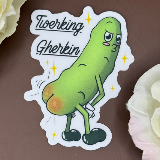 Twerking Gherkin Sticker: Funny Waterproof Vinyl Decal