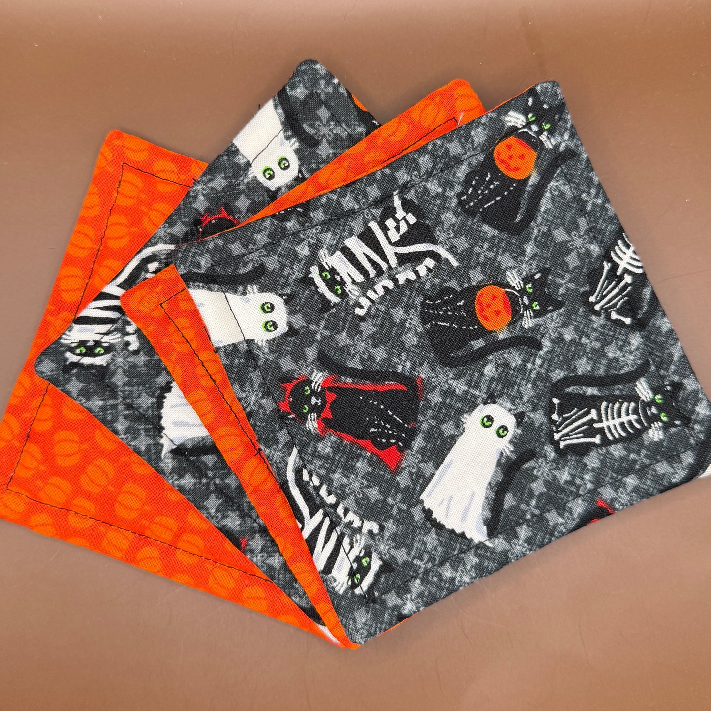 Handmade Halloween Cat Coaster Set