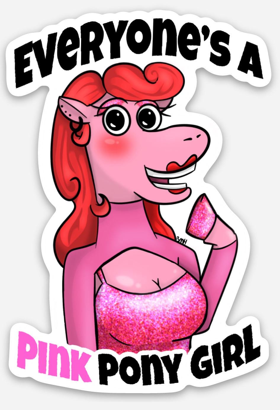 Pink Pony Girl Sticker | Cute Aesthetic Waterproof Vinyl Sticker | Fun Horse Lover Decal